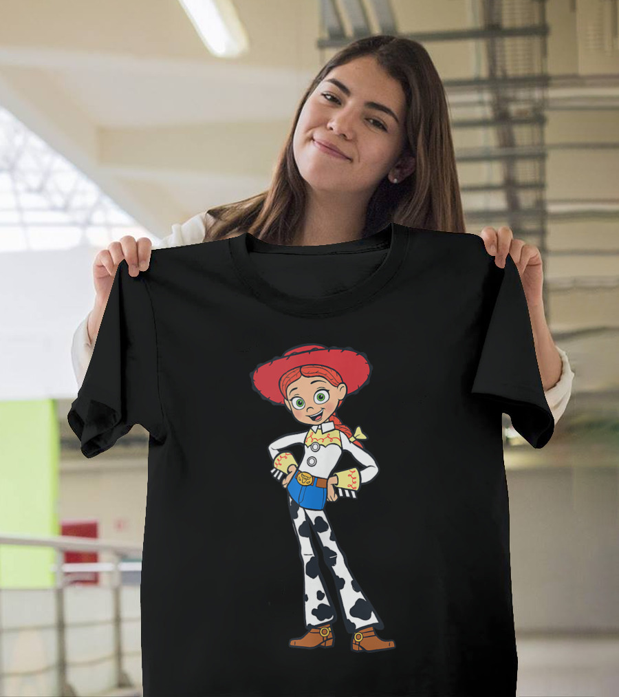 Pixar Toy Story 4 Jessie Cowgirl Character Red Hat and Cow Print Pants T-Shirt