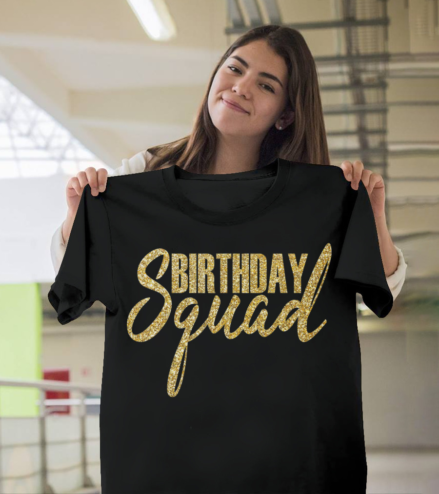 Birthday Squad Party Golden T-Shirt