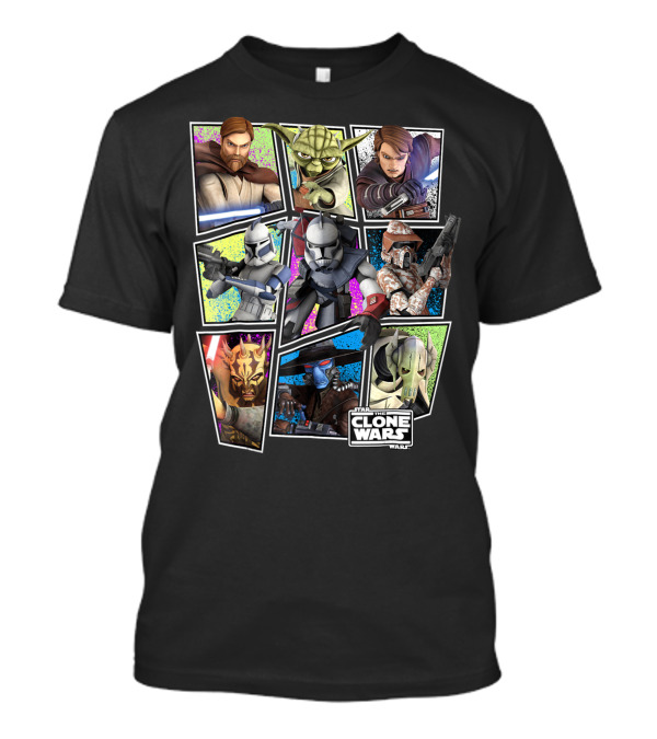 Star Wars Clone Wars Group Character Collage Featuring Jedi And Sith T-Shirt