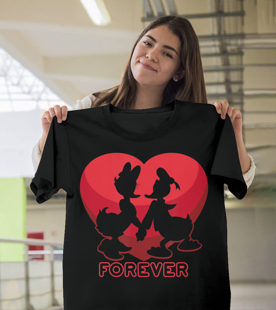 Donald and Daisy Duck Forever Heart Valentine's Day T-Shirt