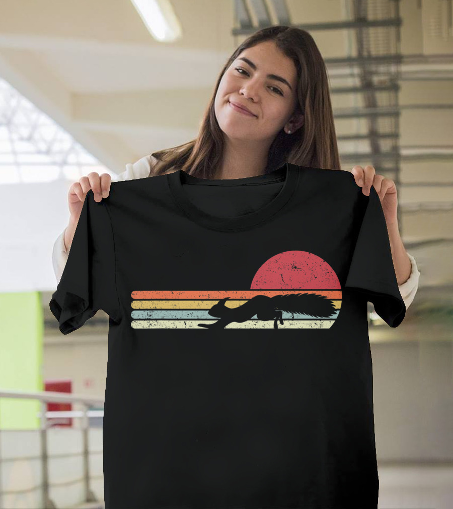 Squirrel Style Retro Sunset Stripes Vintage Aesthetic T-Shirt