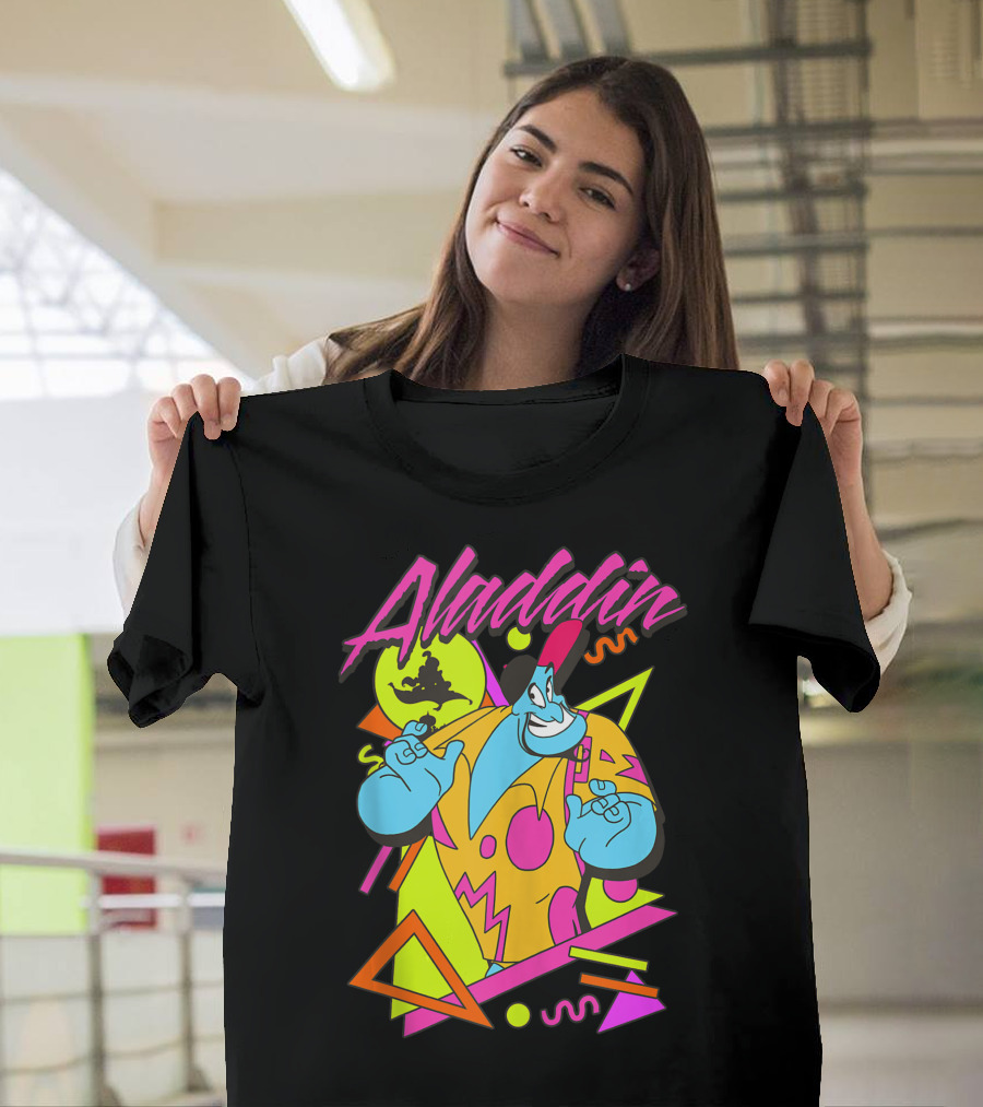 Aladdin Genie 90s Neon Style Retro Graphics T-Shirt