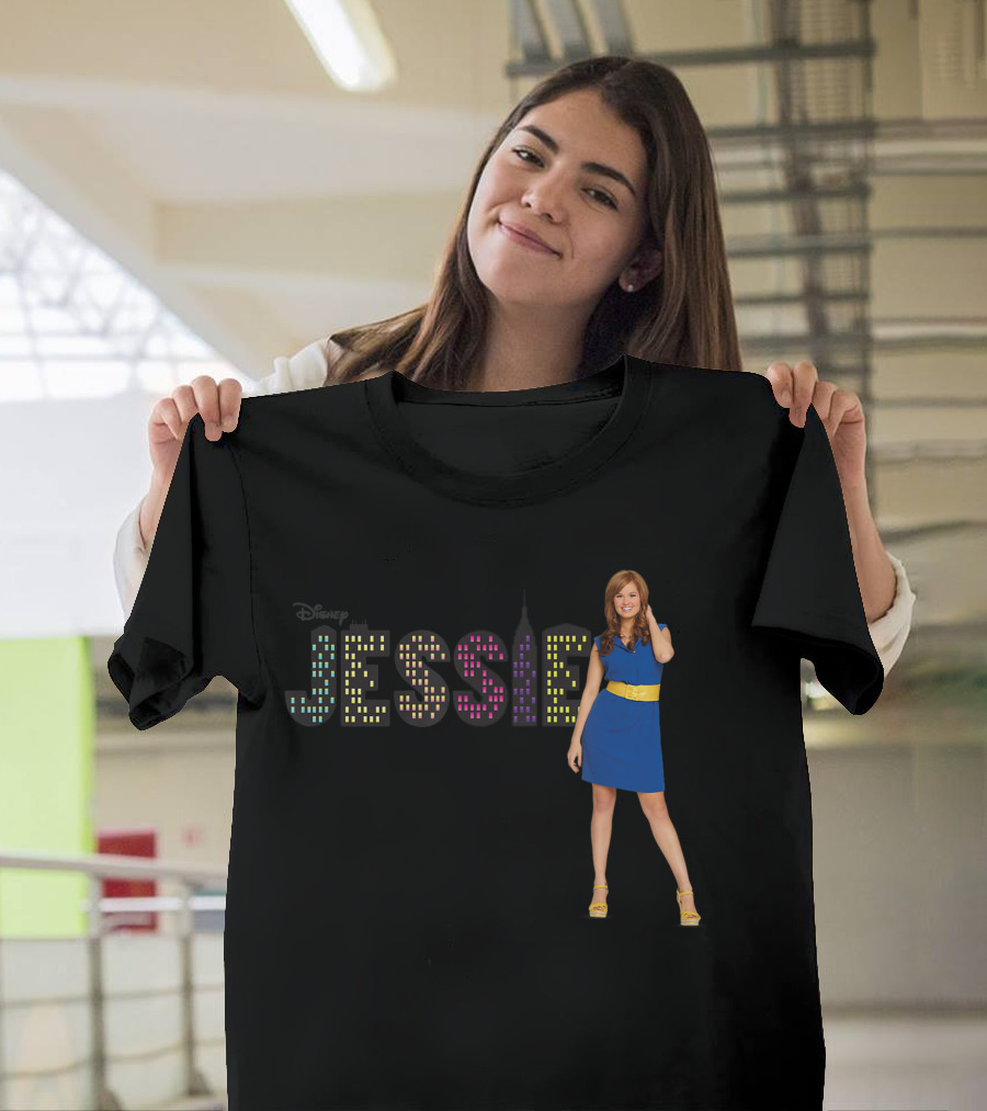 Disney Channel Jessie Colorful Name and Character in Blue Dress T-Shirt