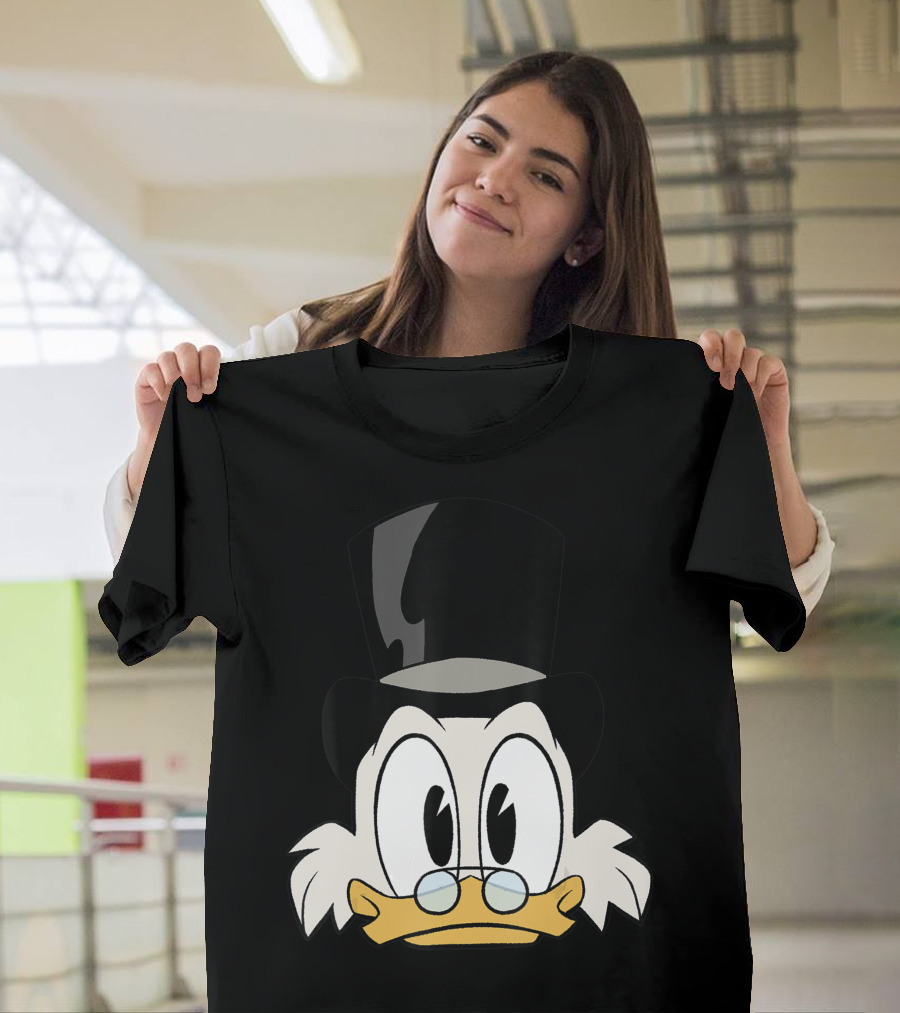 Disney Ducktales Scrooge McDuck Cartoon Character Iconic Top Hat and Glasses Face T-Shirt