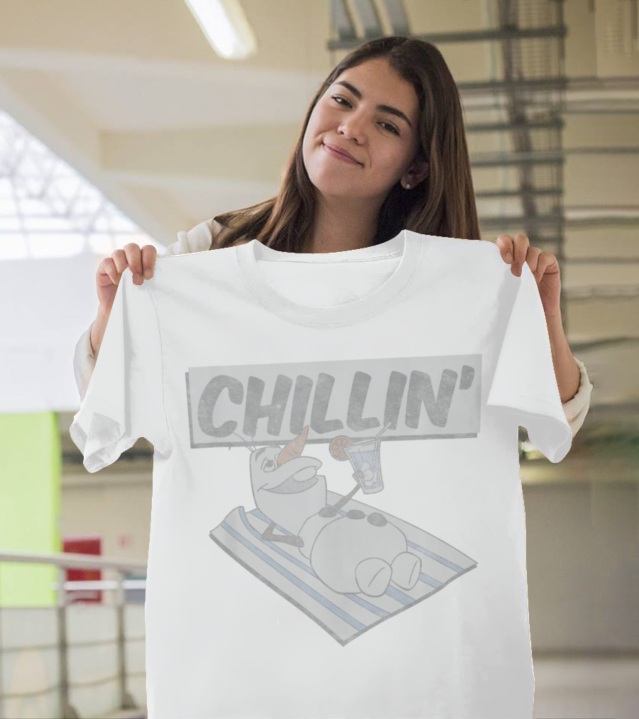 Olaf Chillin' on Beach Towel with Drink Disney Frozen Summer T-Shirt