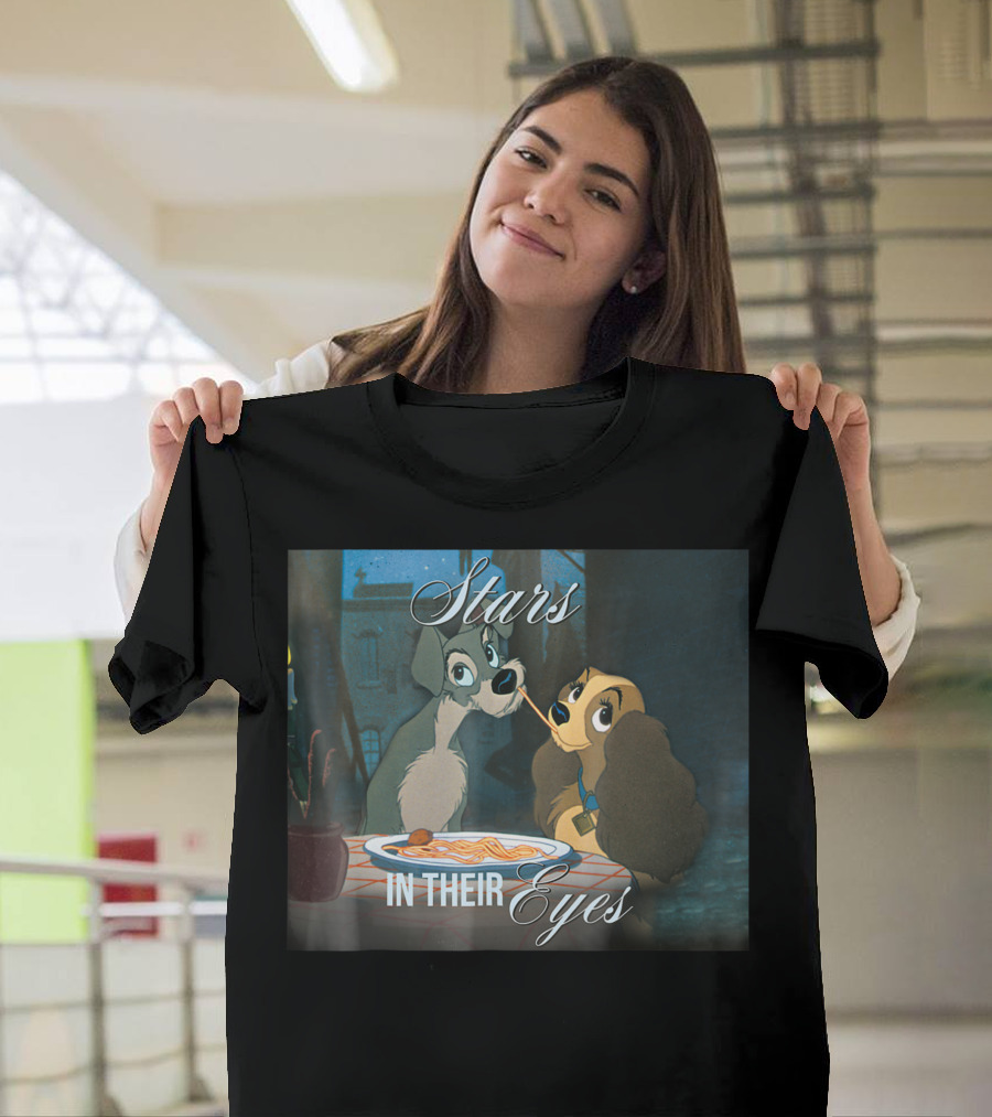 Stars in Their Eyes Disney Lady And The Tramp Spaghetti Kiss T-Shirt