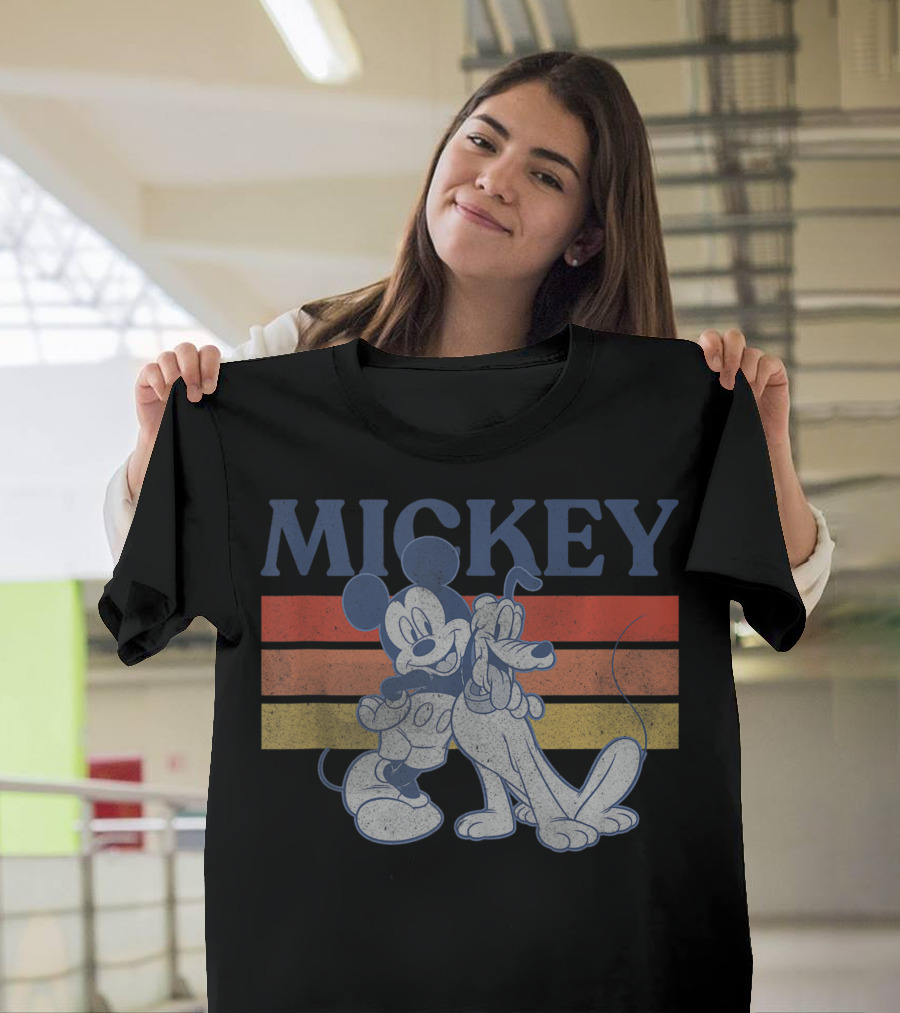 Mickey and Friends Mickey and Pluto Vintage Stripes T-Shirt