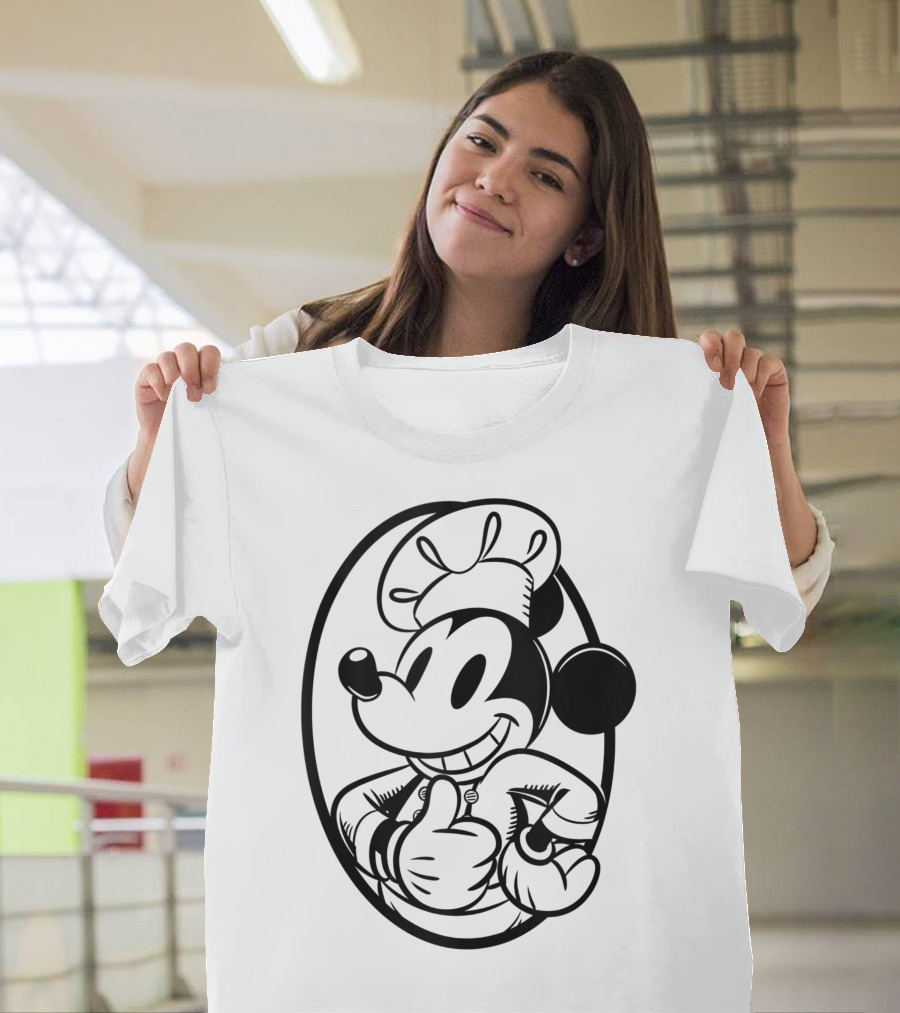 Disney Mickey Mouse Chef Cartoon Character Oval Outline T-Shirt