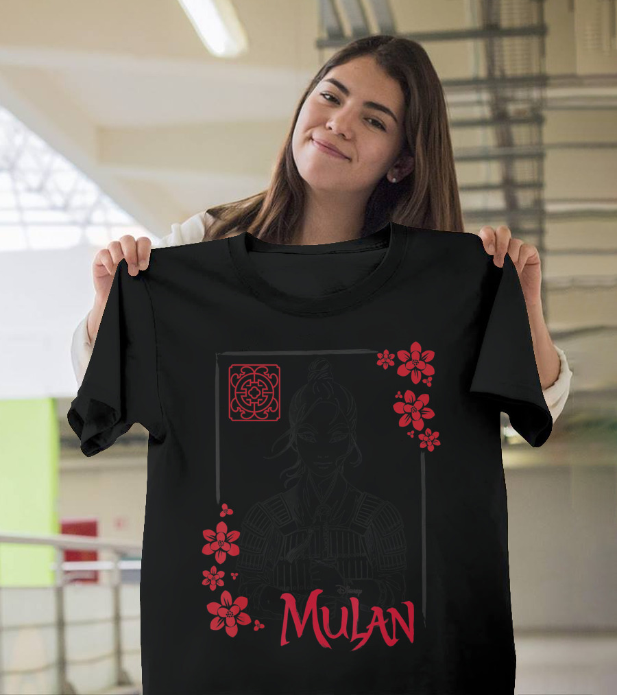 Disney Mulan Live Action Mulan Floral Red Blossoms Ink T-Shirt