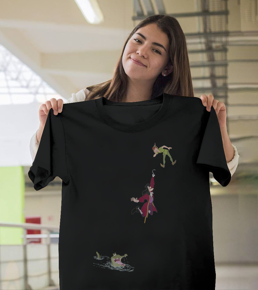 Peter Pan Captain Hook Falling Toward Crocodile Disney Scene T-Shirt