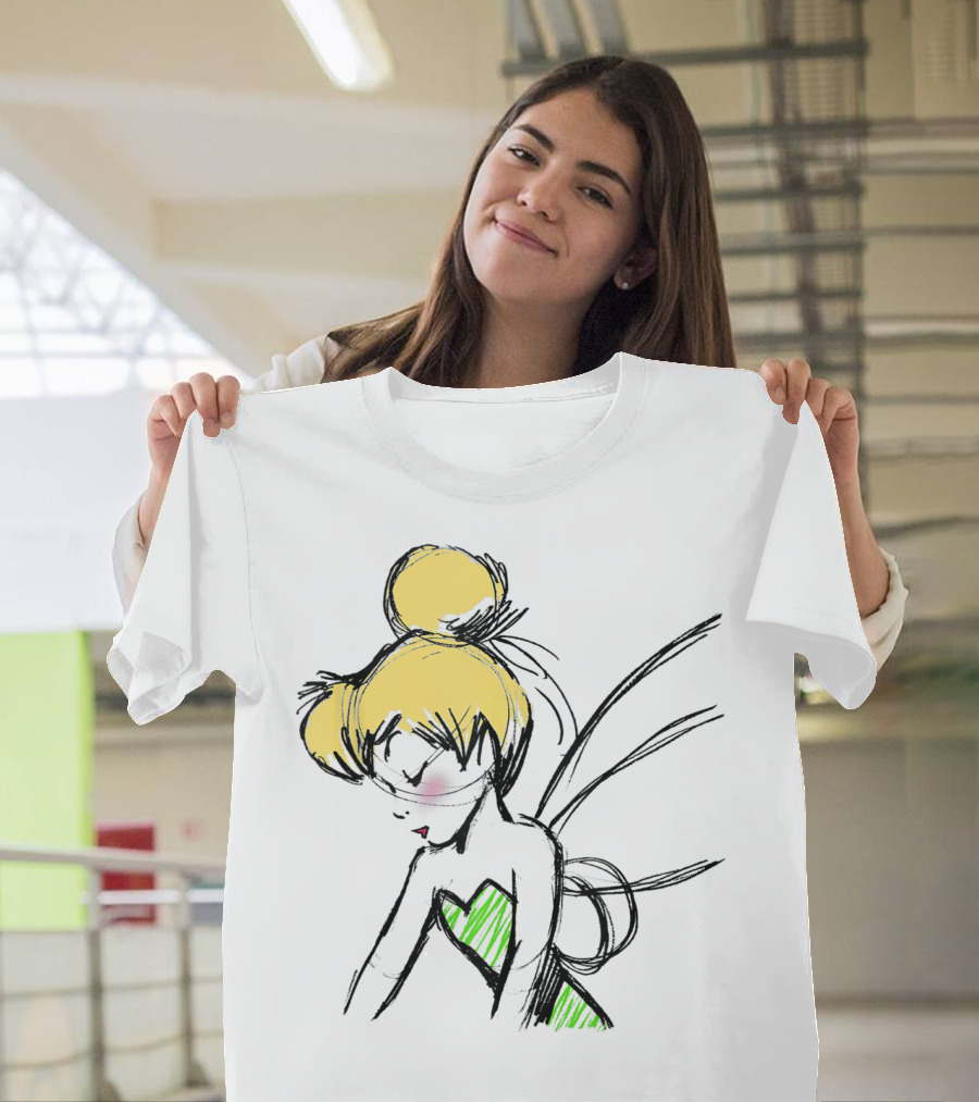 Disney Peter Pan Tinker Bell Sketch Profile Pixie Dust T-Shirt