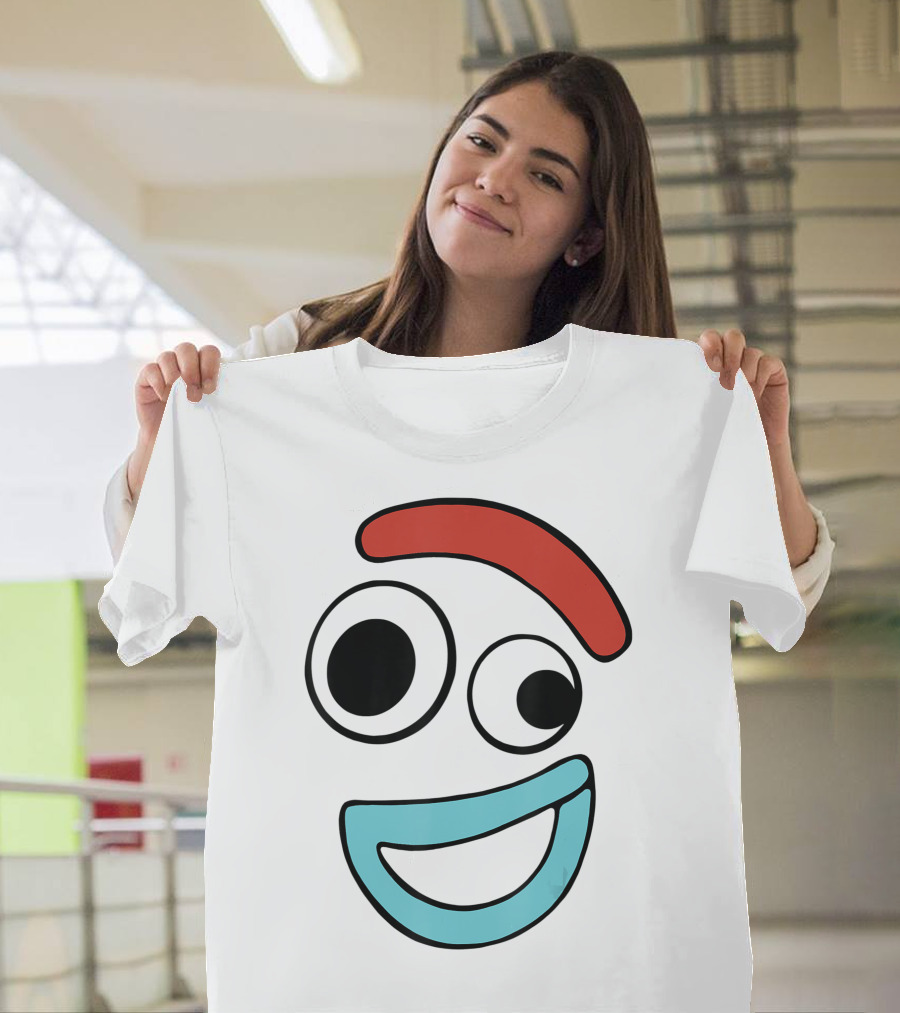 Disney Pixar Toy Story 4 Forky Character Icon Large Happy Face T-Shirt