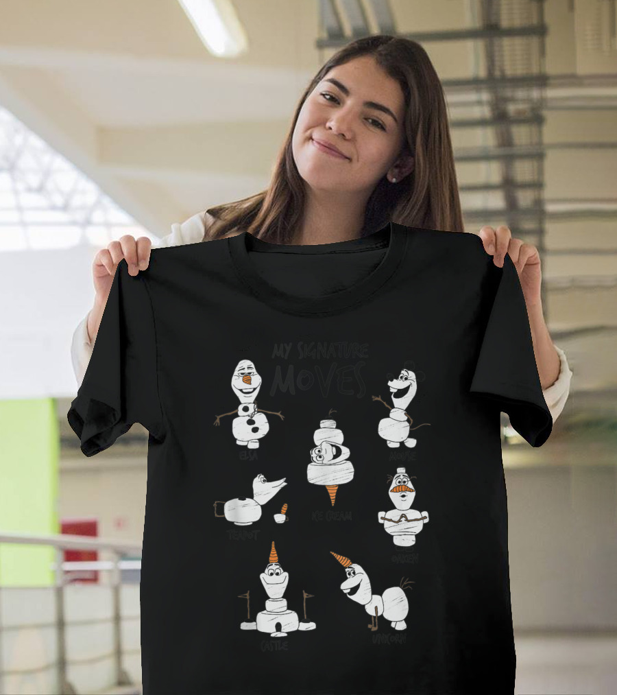 Disney Frozen 2 Olaf My Signature Moves Elsa Mouse Teapot Ice Cream Oaken Castle Unicorn T-Shirt
