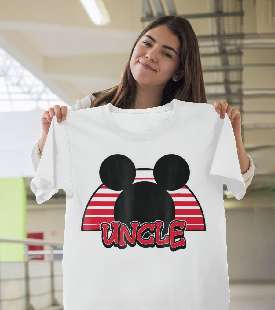 Disney Mickey Mouse Uncle Red Striped Ears T-Shirt