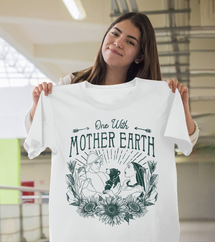 Disney Pocahontas One With Mother Earth Sunflowers and Arrows T-Shirt