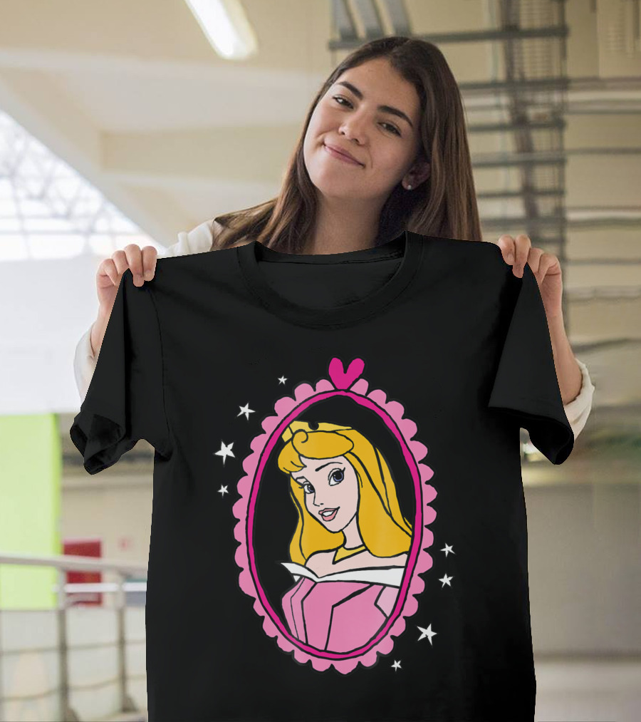 Disney Princess Aurora Sleeping Beauty Pink Heart Frame T-Shirt