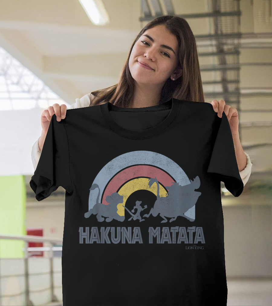 Disney The Lion King Hakuna Matata Distressed Rainbow T-Shirt