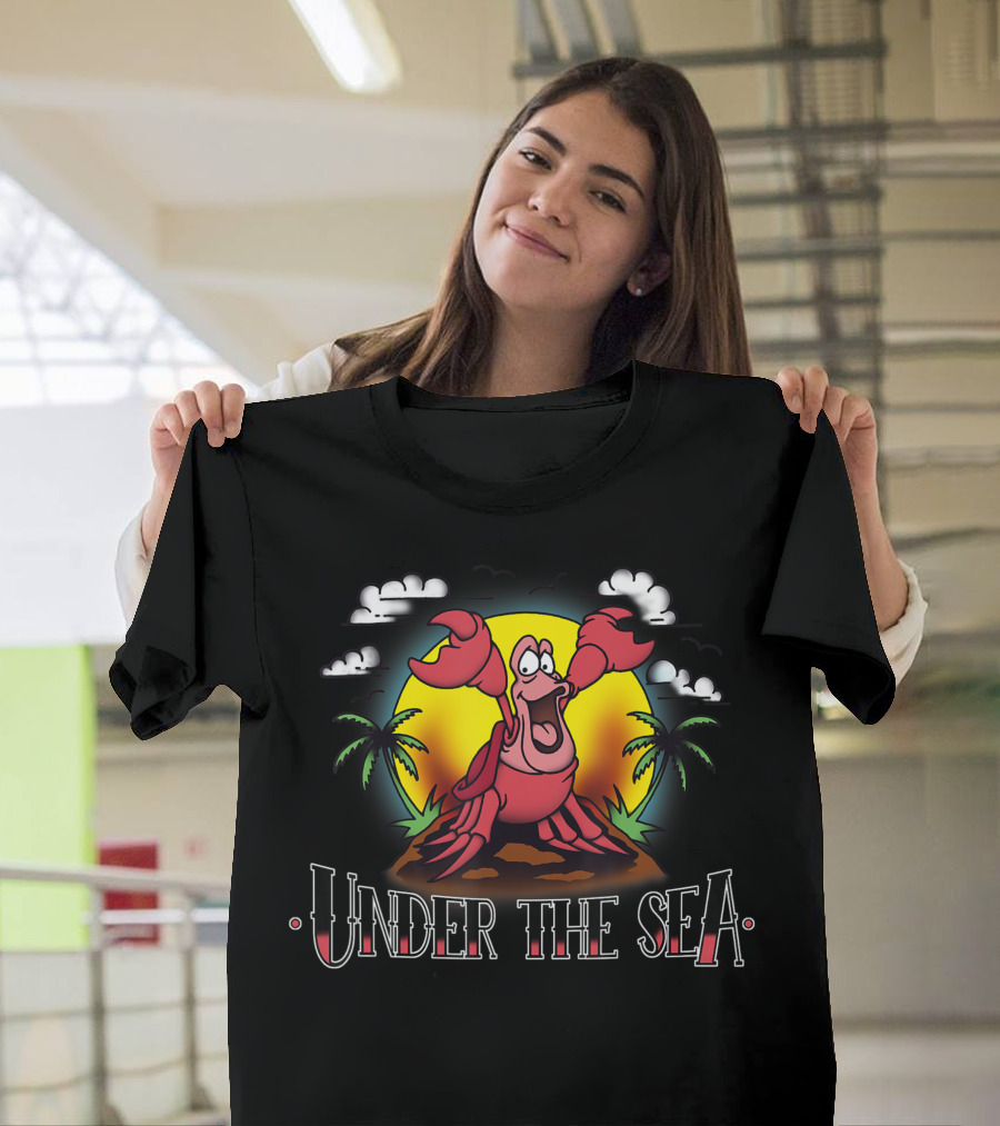 Disney The Little Mermaid Sebastian Under The Sea Palm Sunset T-Shirt