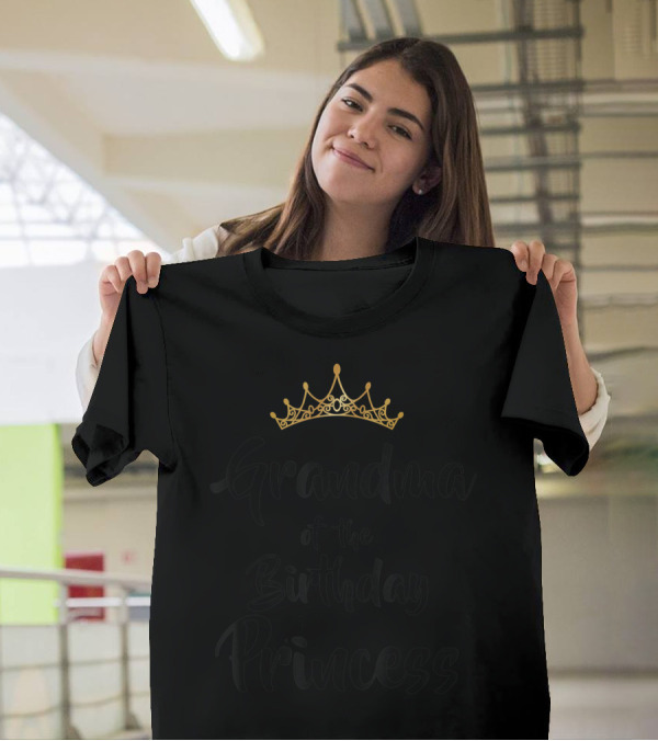 Grandma Of The Birthday Princess Gold Crown T-Shirt