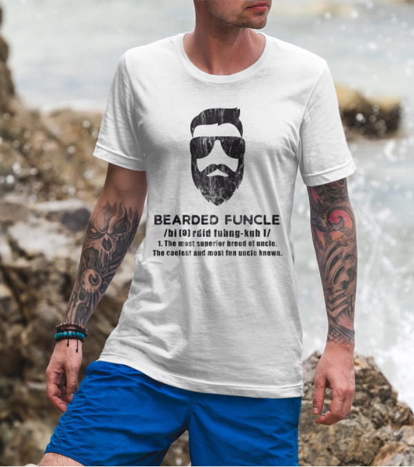 Bearded Funcle Definition Coolest Hipster Uncle Mens T-Shirt