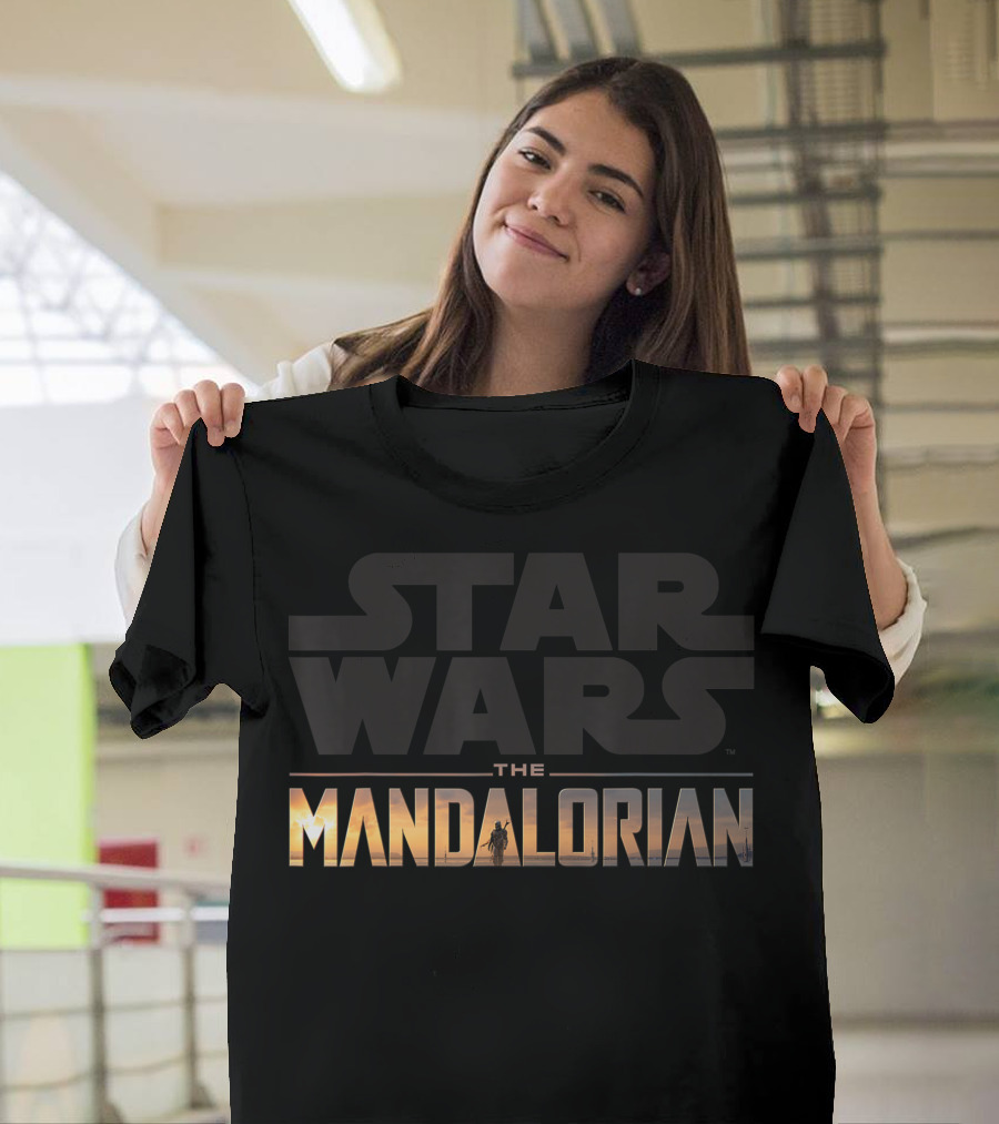 Star Wars The Mandalorian Logo Silhouette Scene T-Shirt