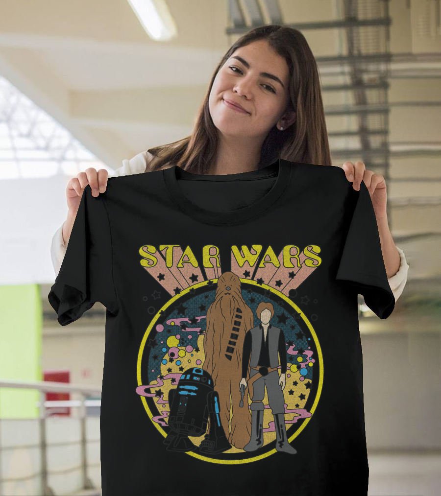 Star Wars Vintage Psych Rebels Chewbacca Han Solo R2-D2 T-Shirt
