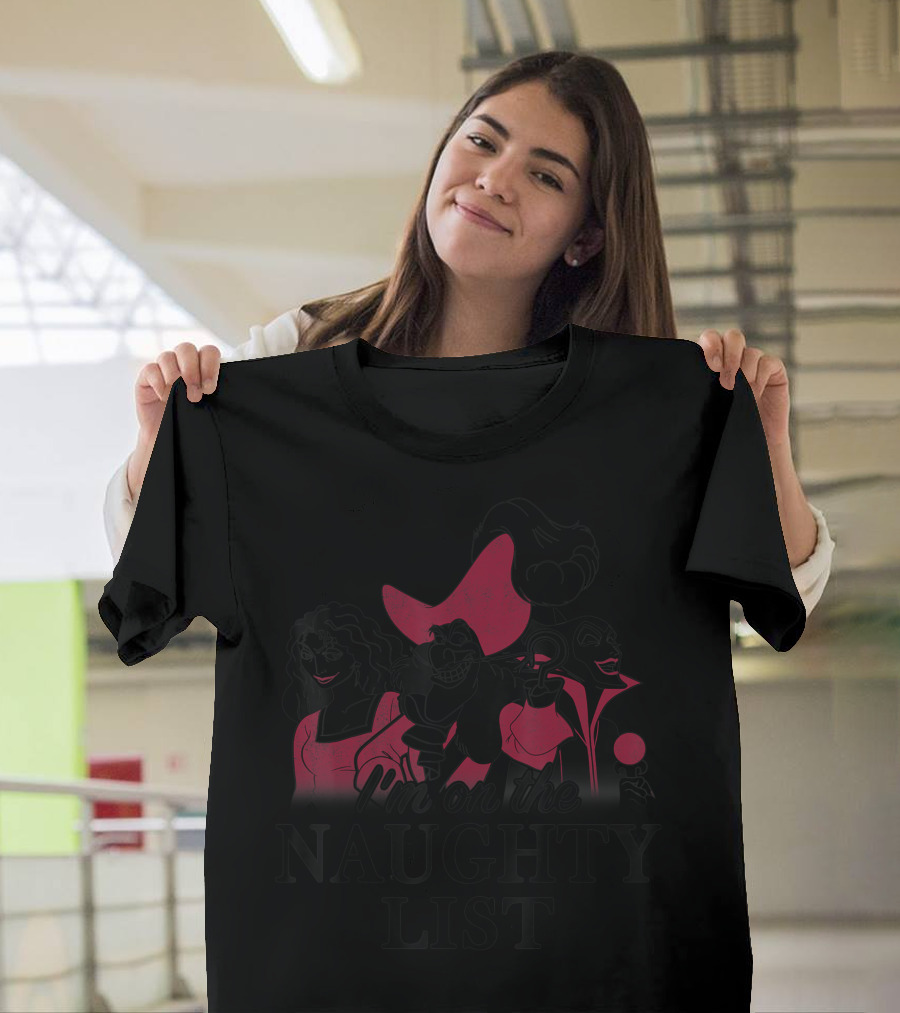 Disney Villains I'm on the Naughty List Crew Featuring Iconic Evil Characters T-Shirt