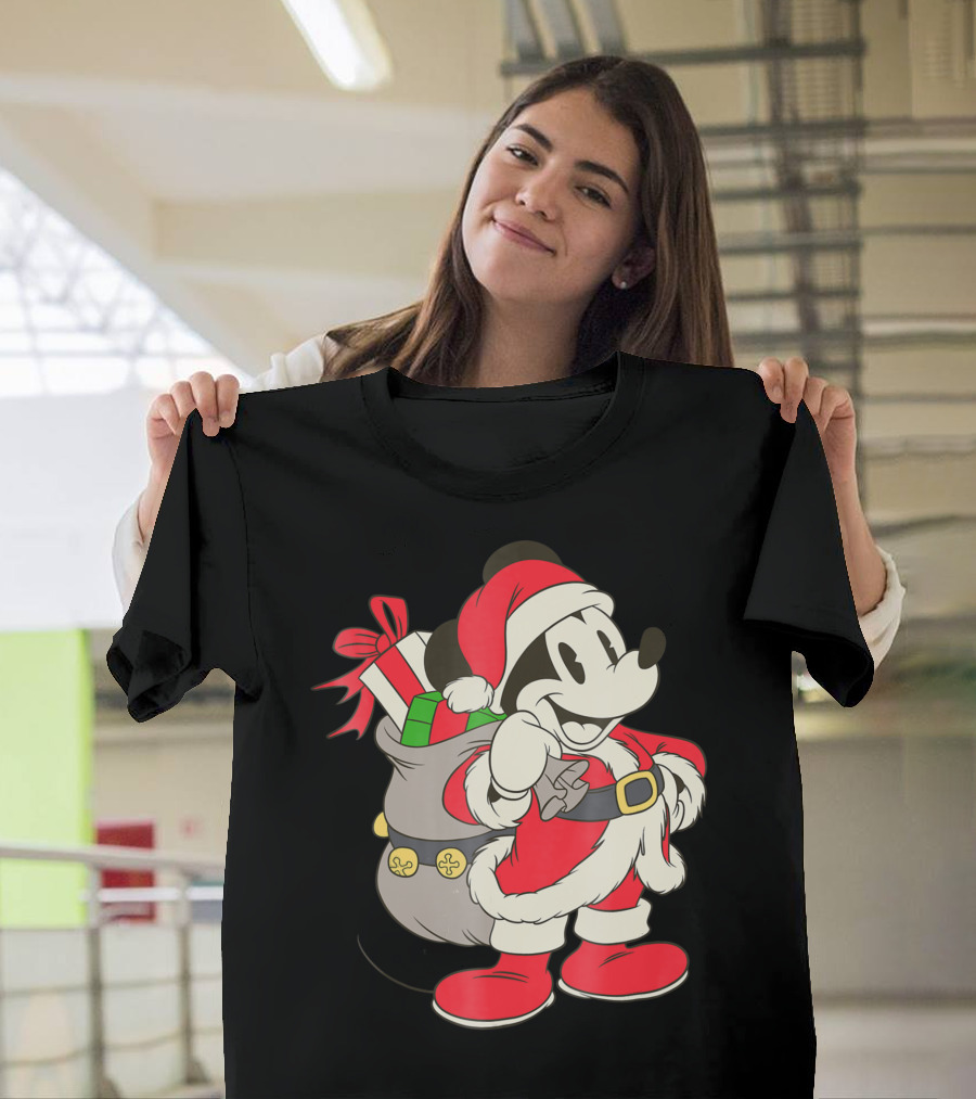 Disney Vintage Santa Mickey Mouse Holiday Fun T-Shirt