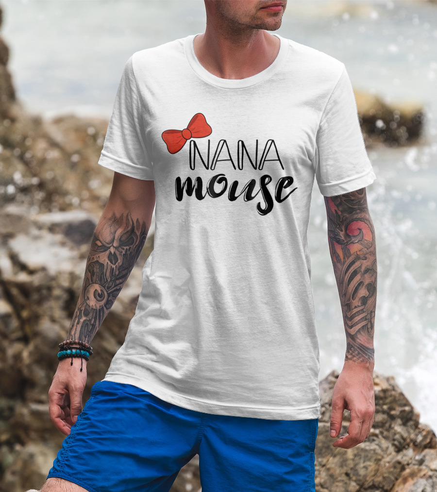Nana Mouse Family Vacation Matching Red Bow T-Shirt