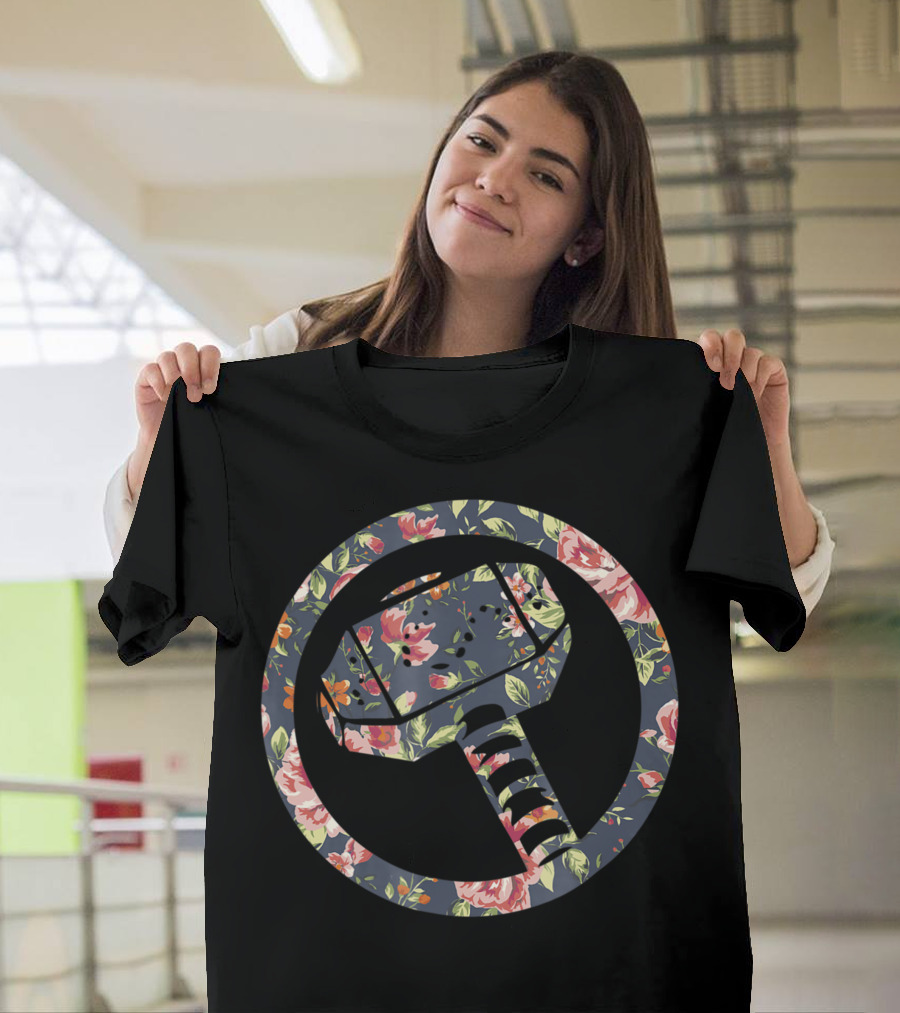 Mjolnir Floral Pattern Hammer T-Shirt