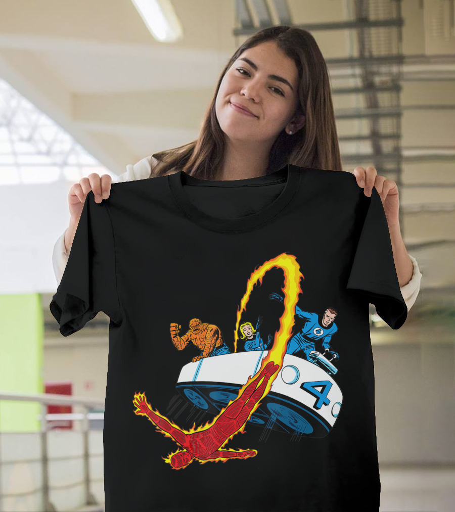 Marvel Fantastic Four Fantasticar Adventures with Human Torch Thing Invisible Woman Mister Fantastic T-Shirt