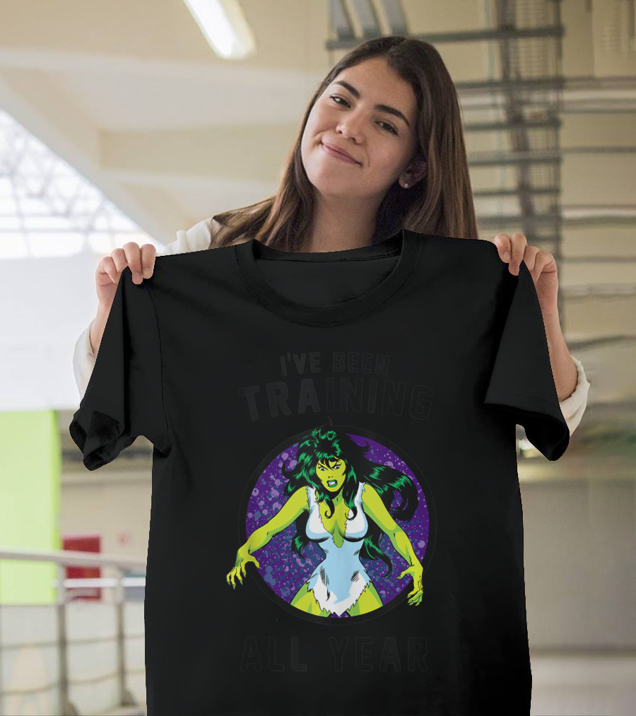 Marvel She Hulk I've Been Training All Year Green Superhero Strength Comic T-Shirt