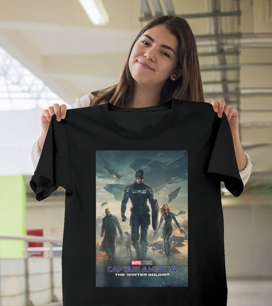 Marvel Studios Captain America The Winter Soldier Heroic Team Scene T-Shirt
