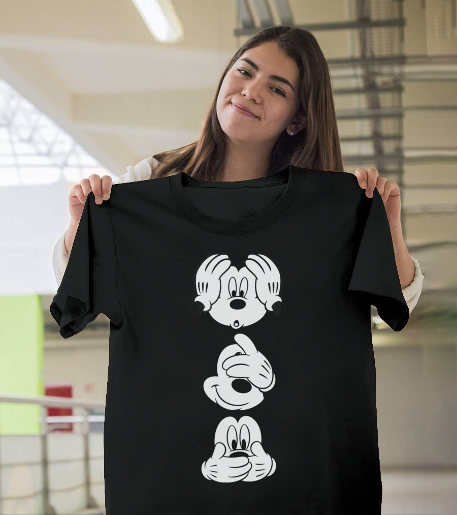 Disney Mickey Mouse See Hear Speak No Evil Faces T-Shirt