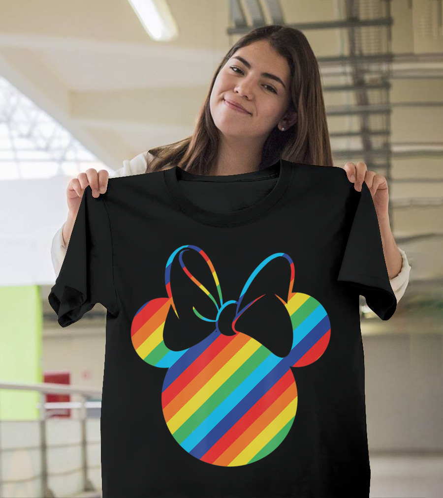 Disney Minnie Mouse Rainbow Bow Ears T-Shirt