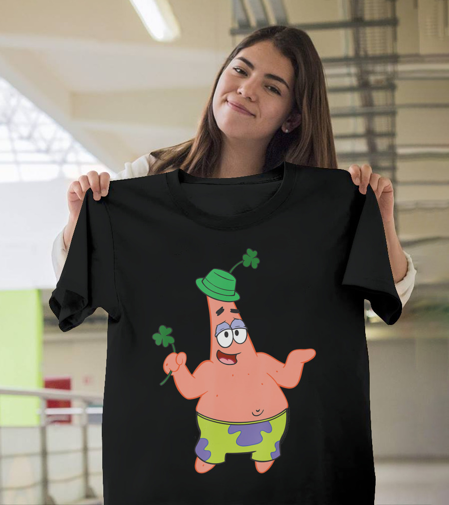 SpongeBob Patrick Star Irish Green Clover Hat St. Patrick's Day T-Shirt