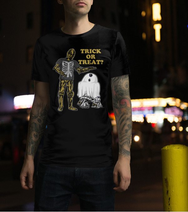 Star Wars Droids Trick Or Treat With Skeleton And Ghost Costumes Halloween Theme 8Y T-Shirt