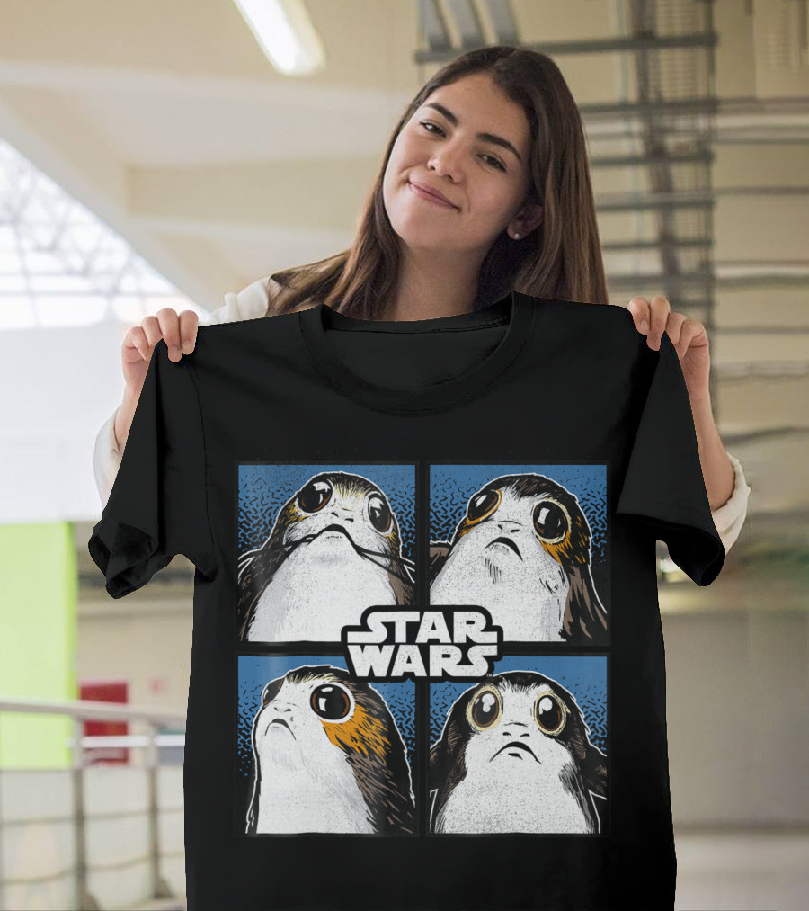 Star Wars Last Jedi Porgs Four Boxed Portraits Vintage T-Shirt