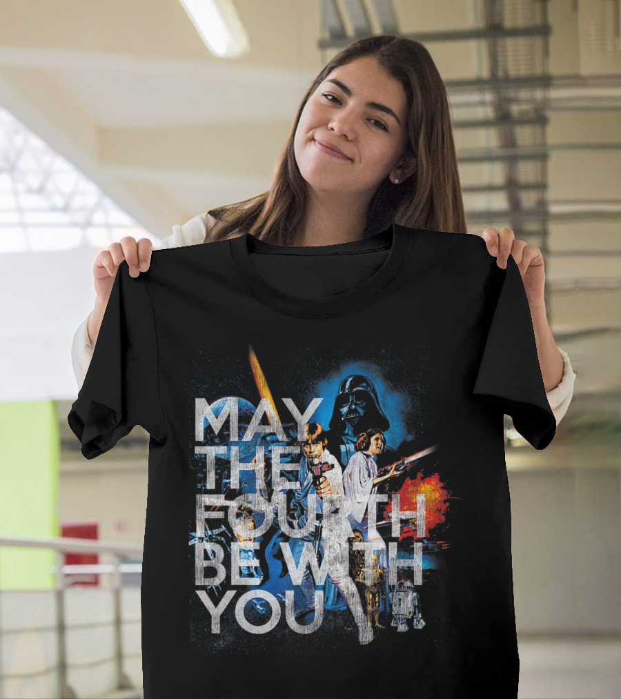 May The Fourth Be With You Star Wars Vintage Movie Poster Characters T-Shirt