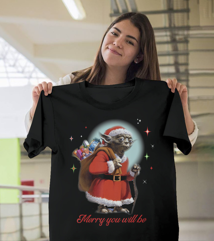 Star Wars Santa Yoda Merry You Will Be Christmas Holiday Jedi Master T-Shirt