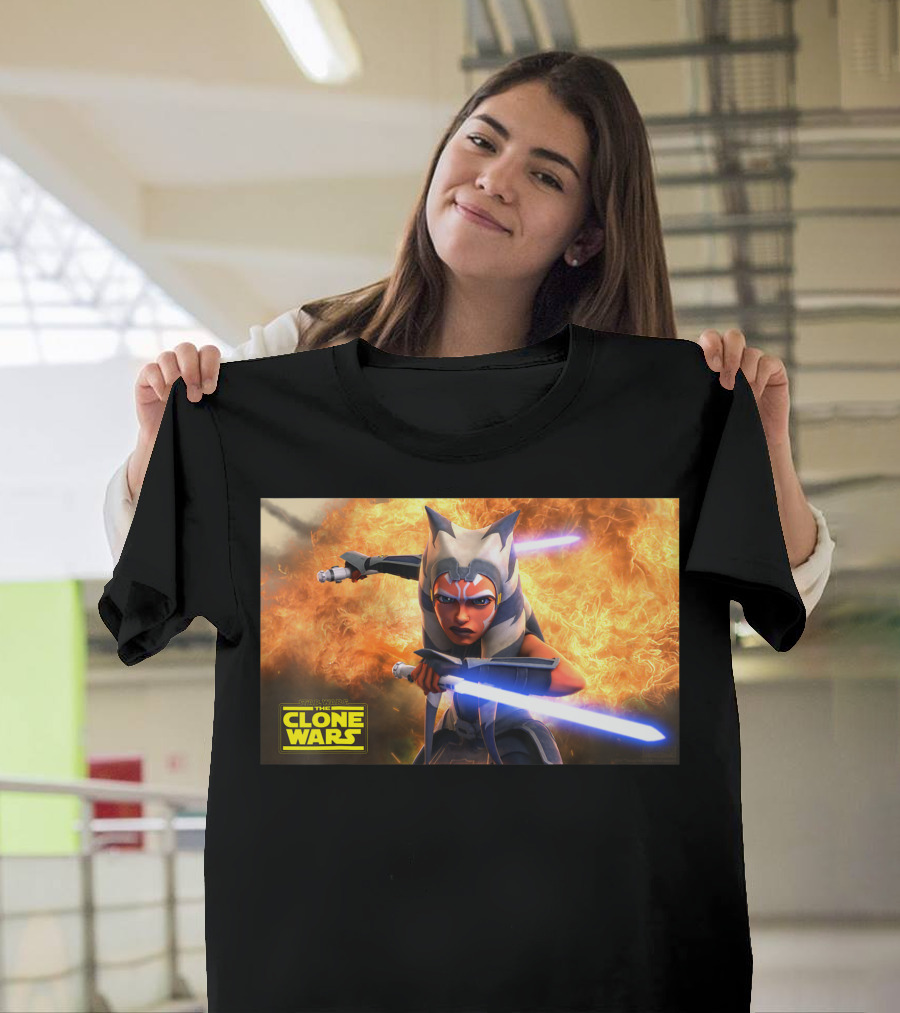 Star Wars The Clone Wars Ahsoka Tano with Lightsabers T-Shirt