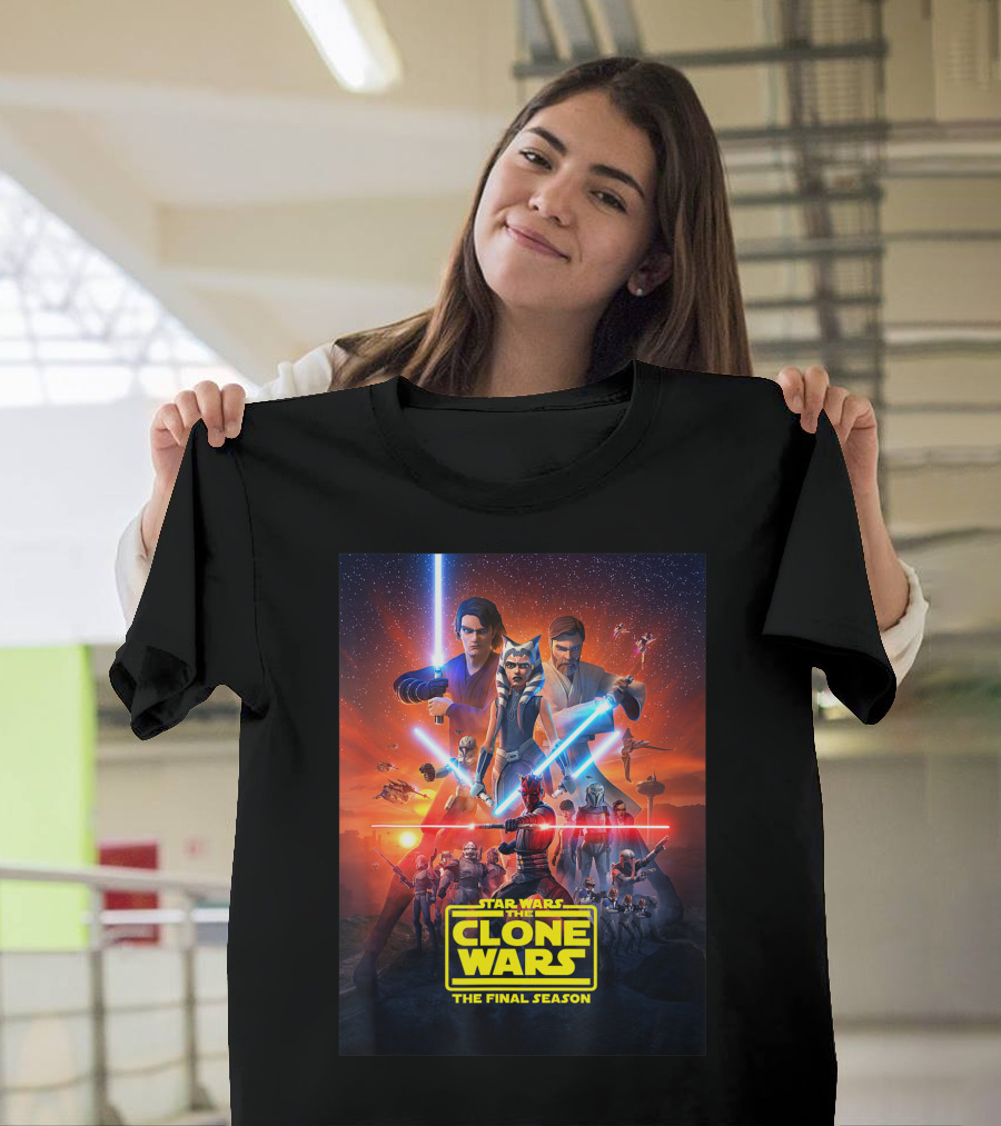Star Wars The Clone Wars The Final Season Jedi Lightsaber Battle T-Shirt