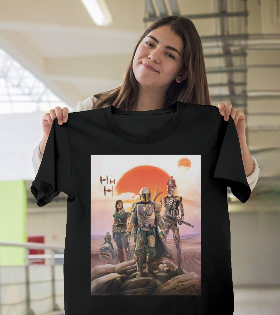 Star Wars The Mandalorian Group TIE Fighter Sunset T-Shirt