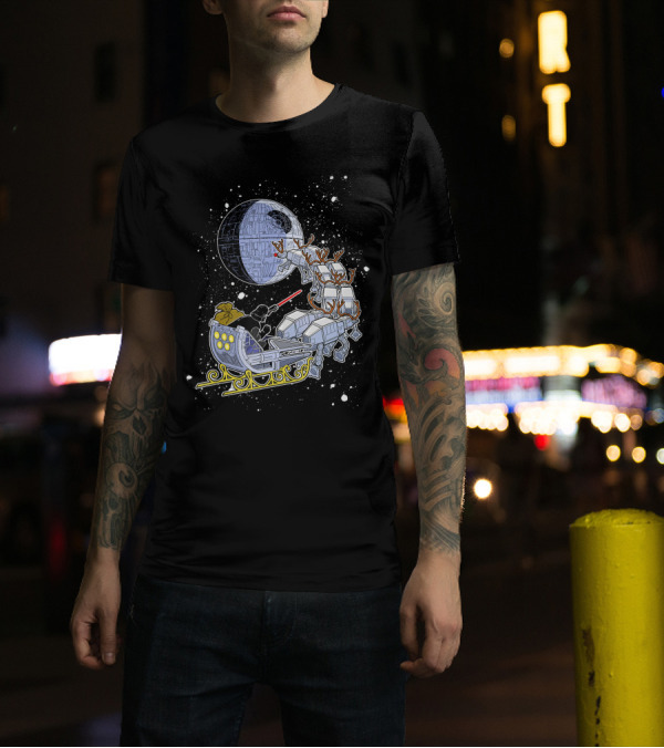 Star Wars Vader Death Star Open Sleigh Reindeer AT-ATs Holiday 9M T-Shirt
