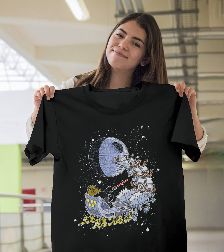 Star Wars Vader Death Star Open Sleigh Reindeer AT-ATs Holiday 9M T-Shirt