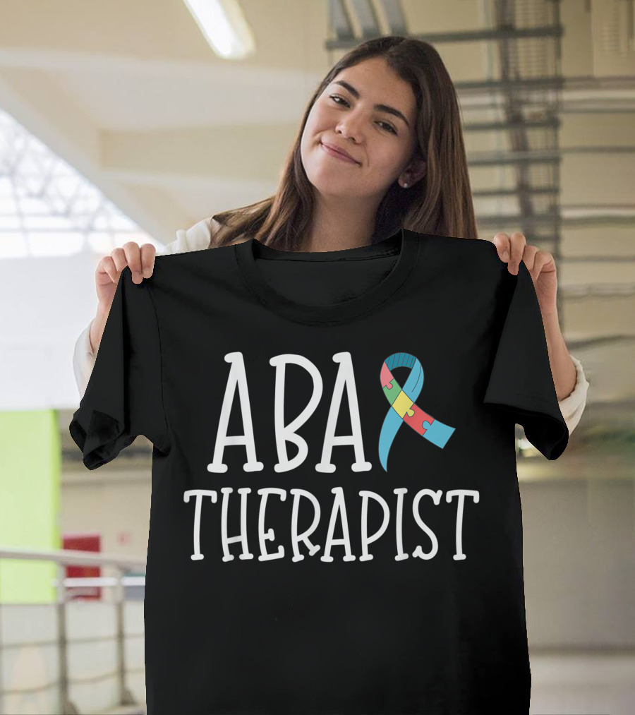 ABA Therapist Puzzle Ribbon Autism Awareness T-Shirt