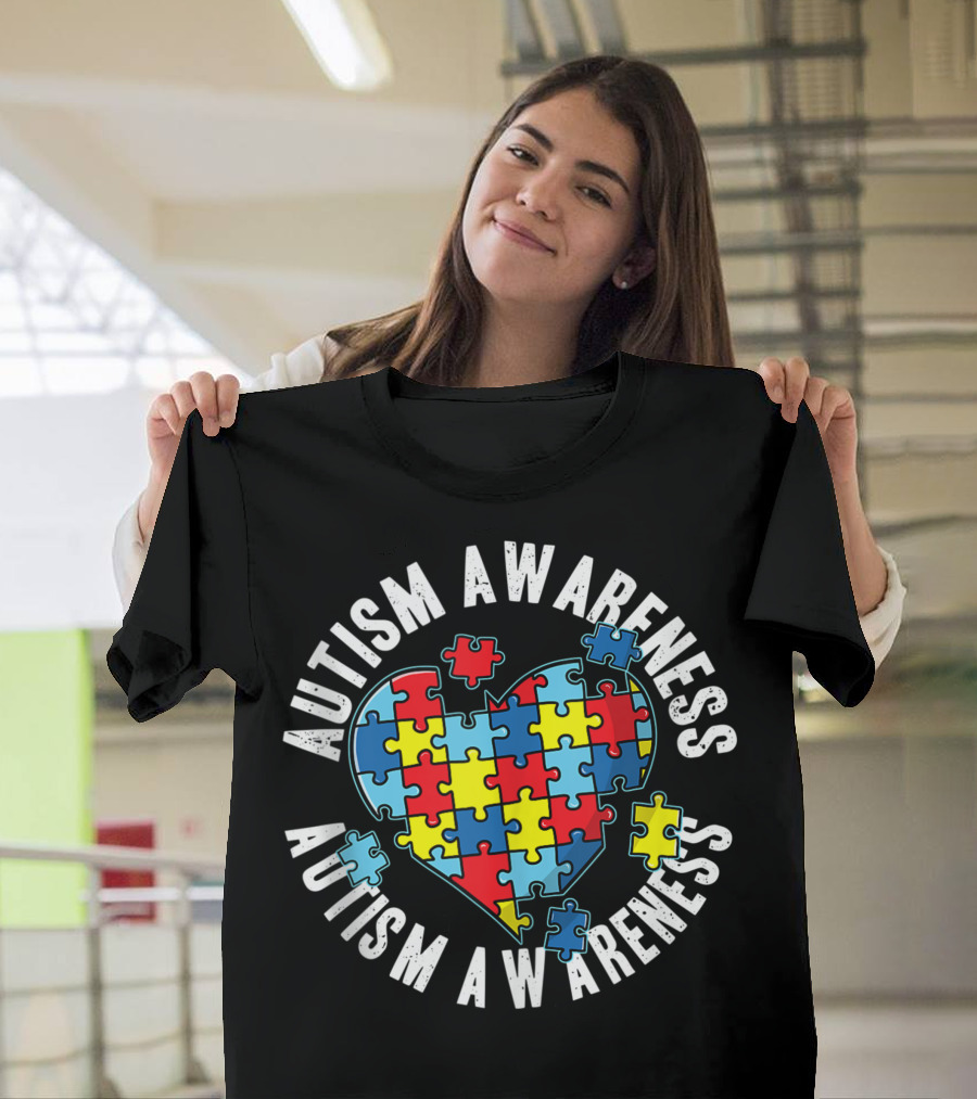 April World Autism Awareness Day Heart Puzzle Piece T-Shirt