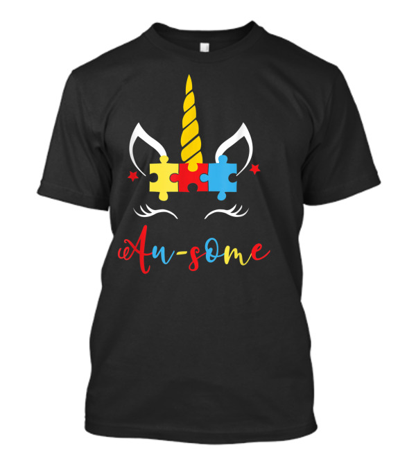 Au Some Unicorn Autism Awareness Puzzle Ribbon Cute T-Shirt