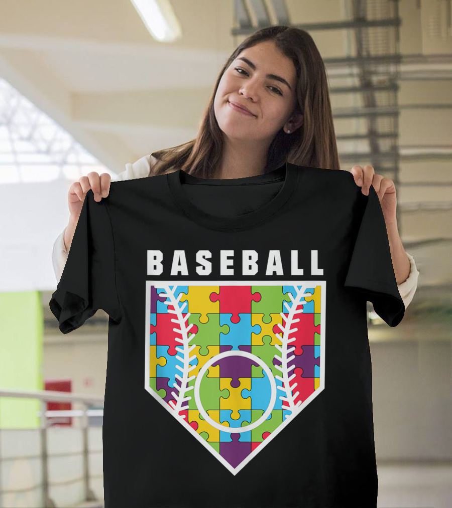 Baseball Autism Awareness Puzzle T-Shirt