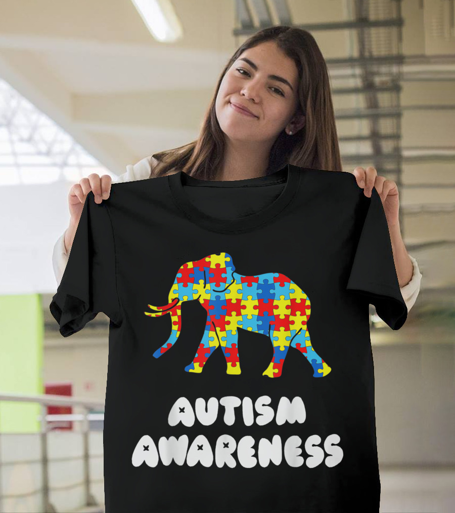 Autism Awareness Elephant Puzzle Piece T-Shirt
